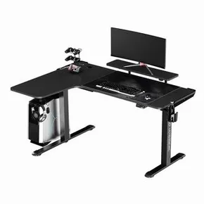 ULTRADESK Herní stůl WINGER - černý, 111x155x60 cm, 75-122 cm, elektricky nastavitelná vý